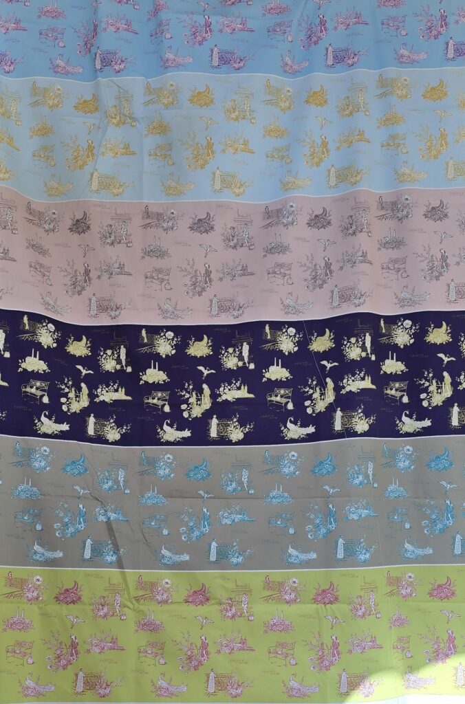 Toile Paris-PAM de Cosette Paris imprimée par Up'Textile, déclinée en sept couleurs
